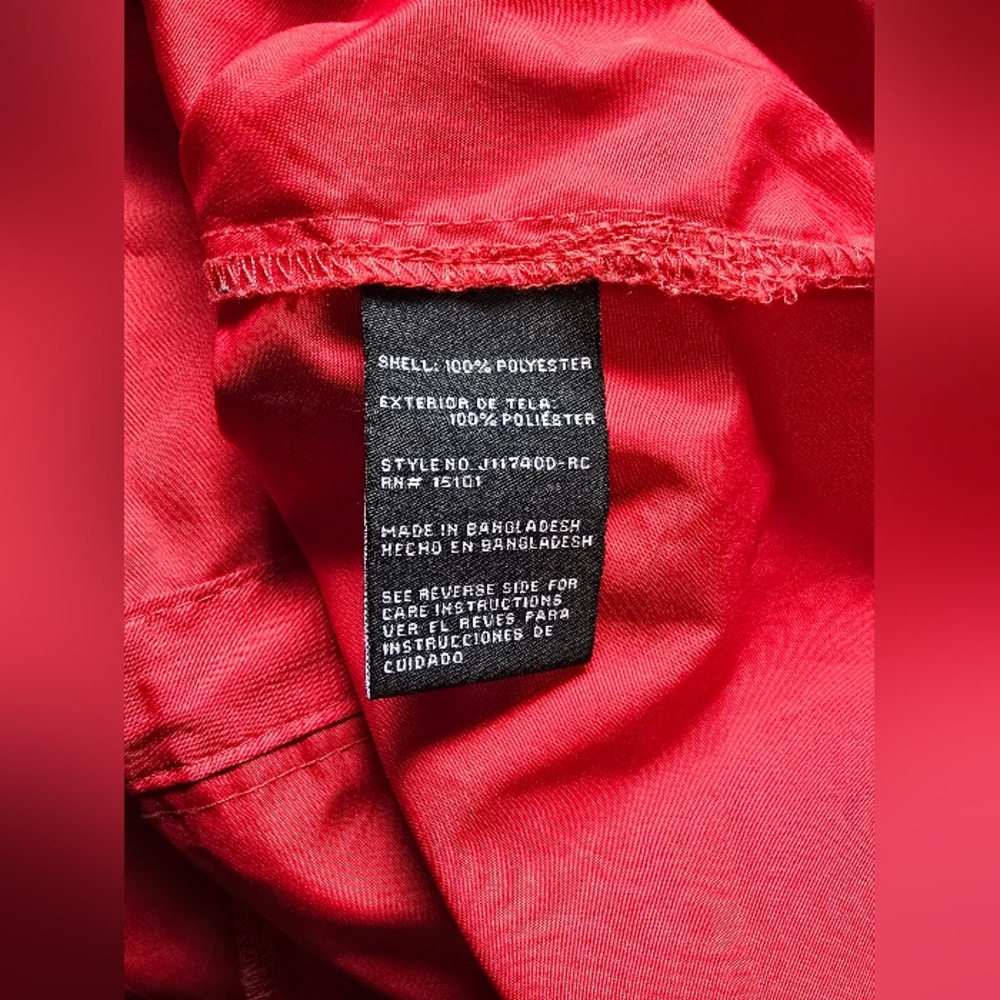 Jones New York XL Red Windbreaker Raincoat Utility Jacket Lightweight Hooded EUC - Picture 6 of 8